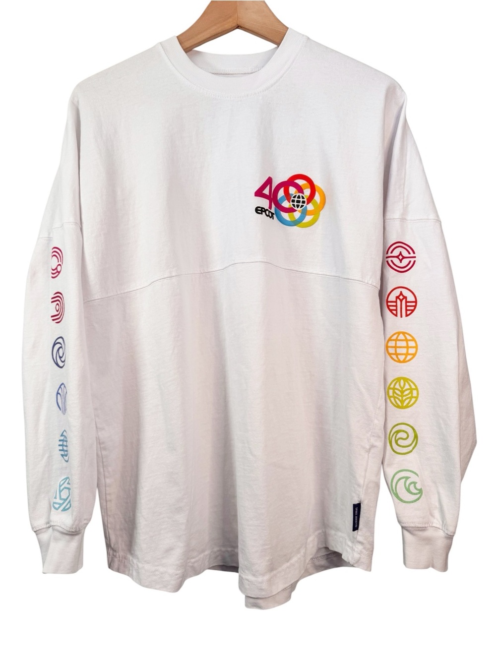Disney Parks EPCOT 40th Anniversary Spirit Jersey Adult Small White Crewneck